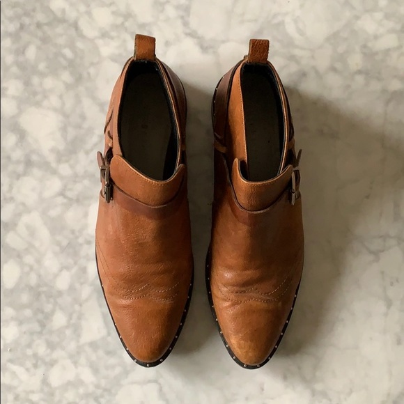 Freda Salvador Tan Leather Buckle Booties - Picture 2 of 5